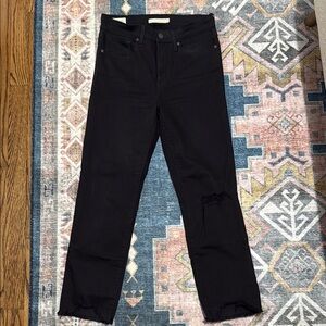 Levi's 724 Premium High Rise Straight Crop Black Jeans